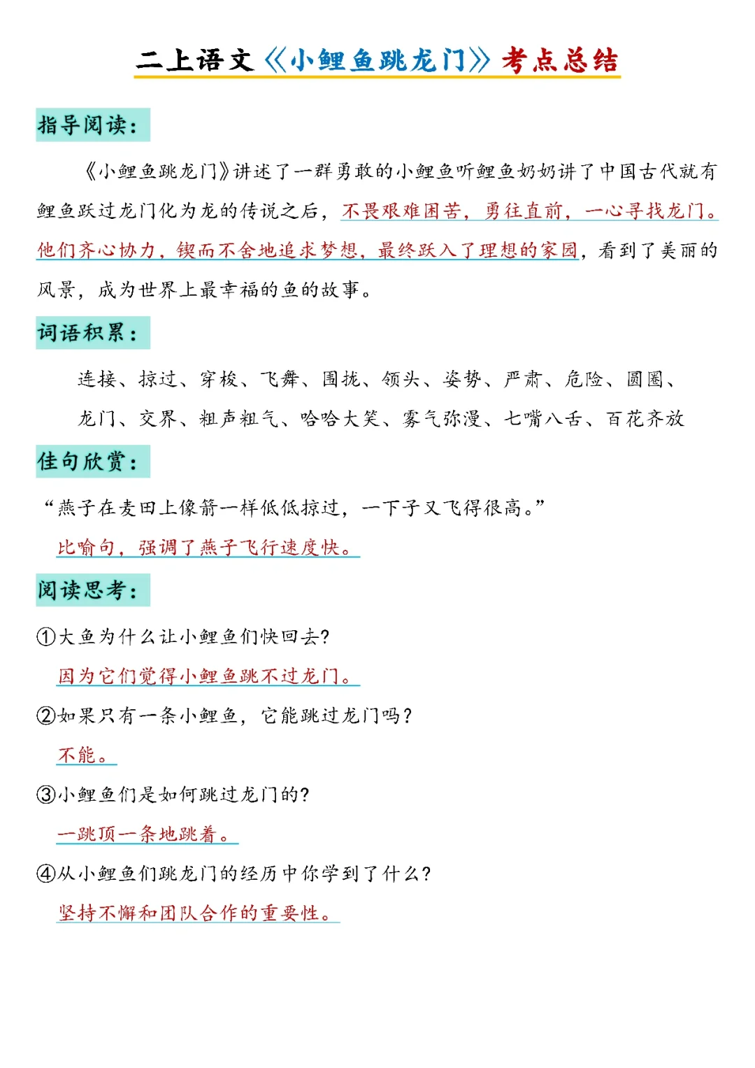 抓紧背二上语文《快乐读书吧》考点总结