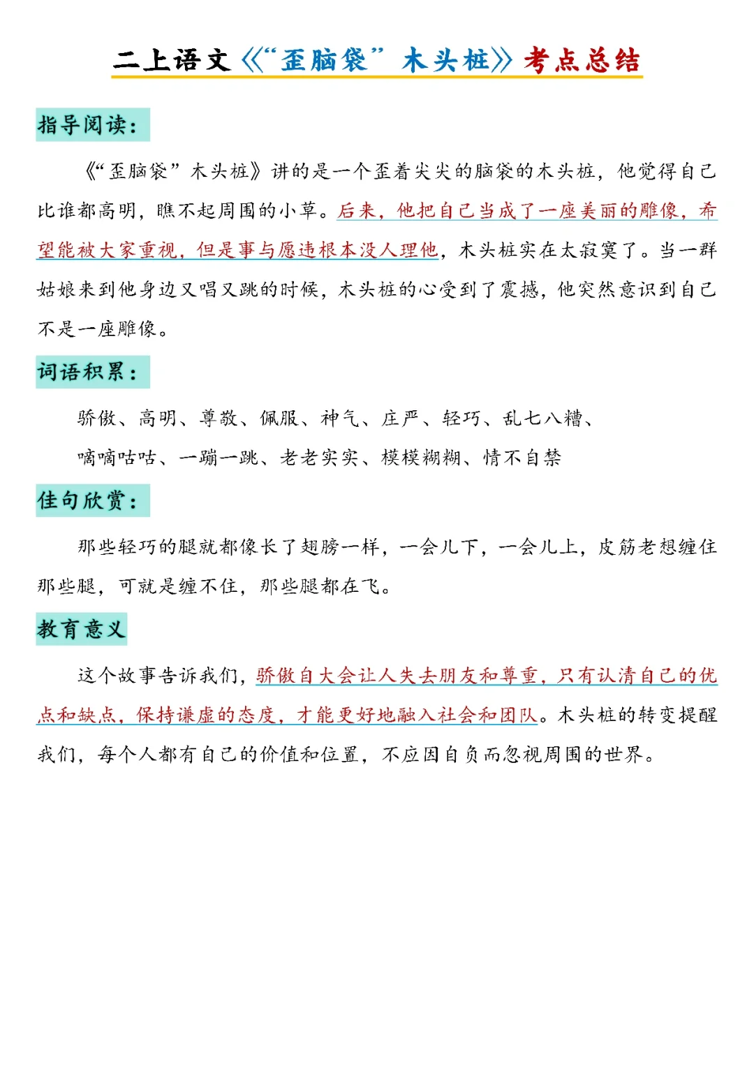 抓紧背二上语文《快乐读书吧》考点总结