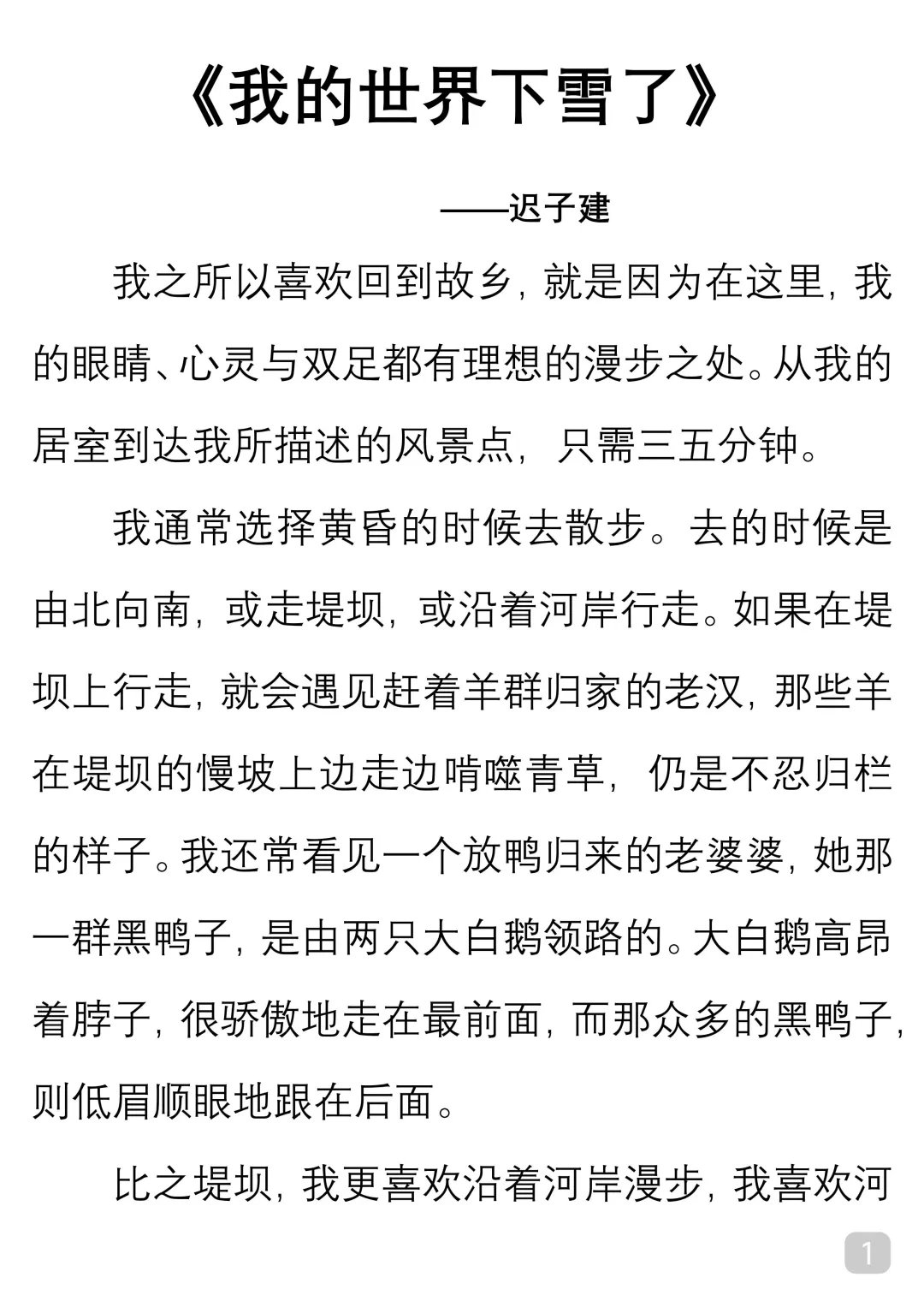 一起读经典｜迟子建《我的世界下雪了》