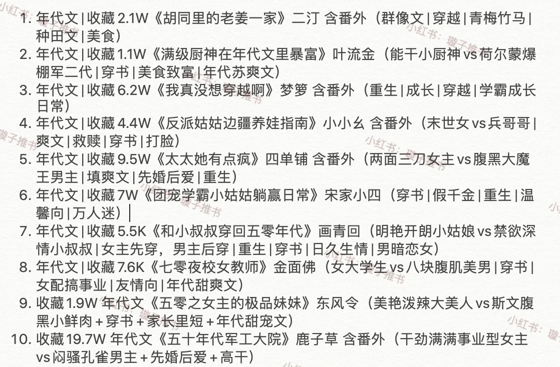 年中总结，你想看的年代文各种元素这都有！