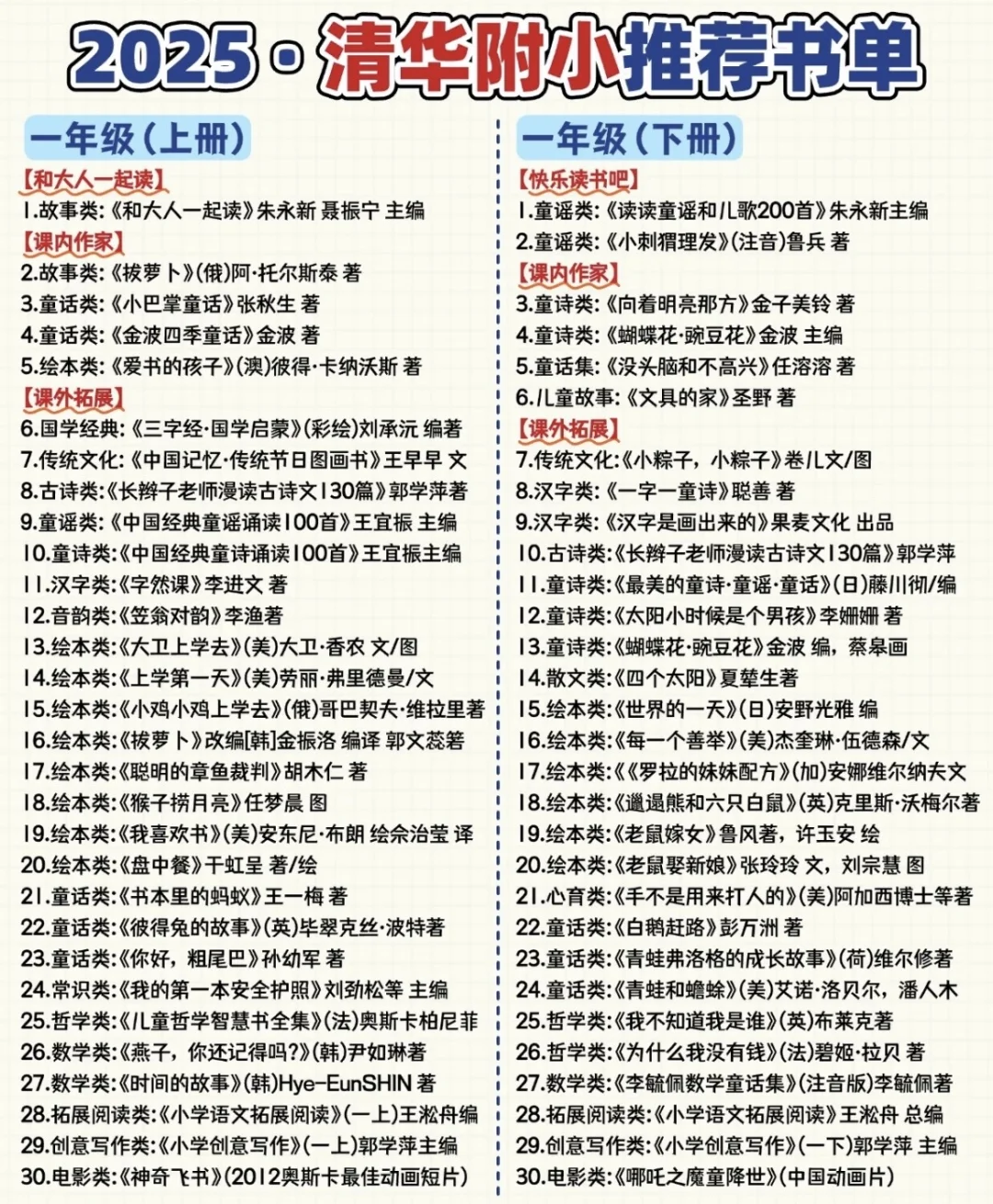 清华附小推荐书单