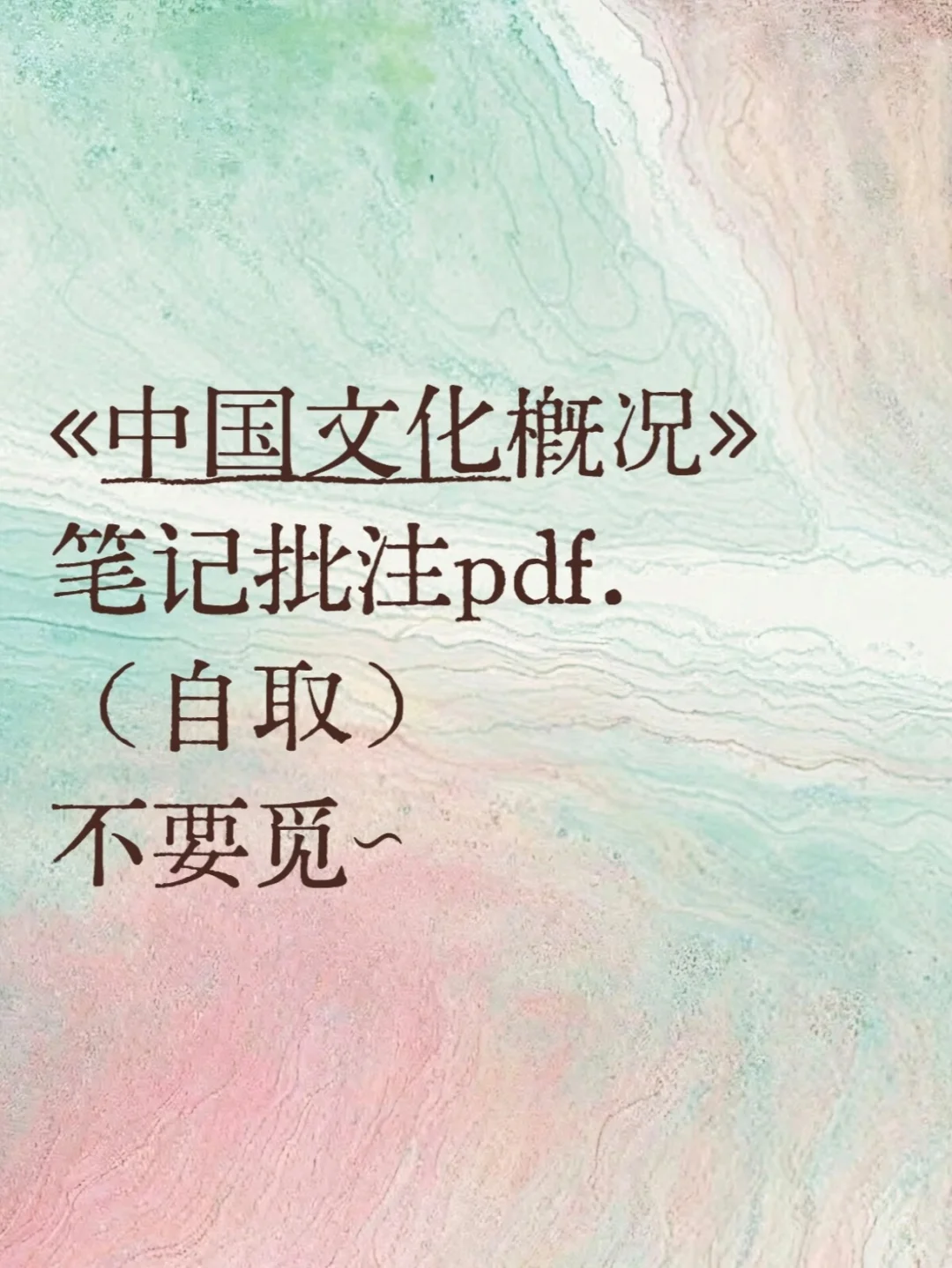 中国文化概况笔记手写批注版pdf.（自取）