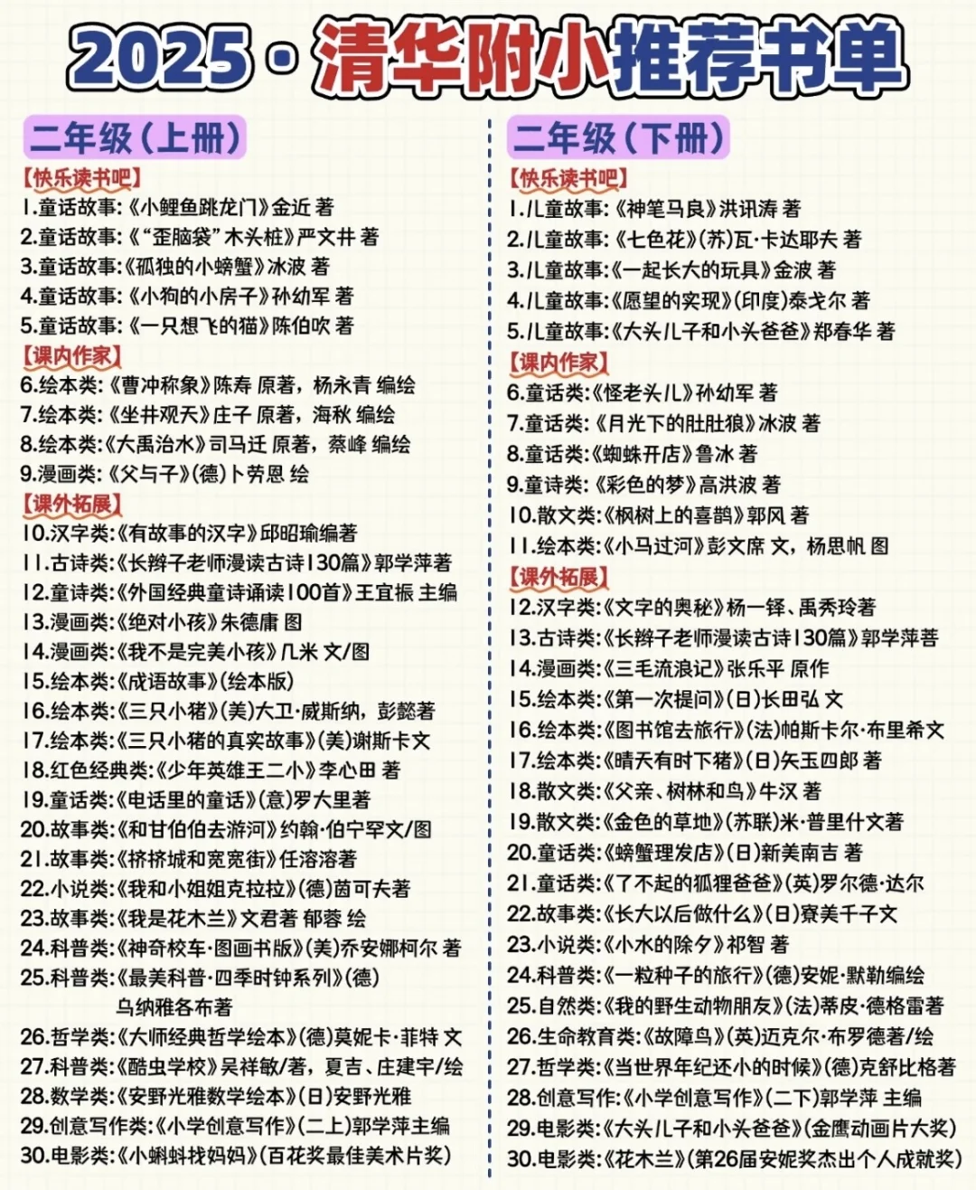 清华附小推荐书单