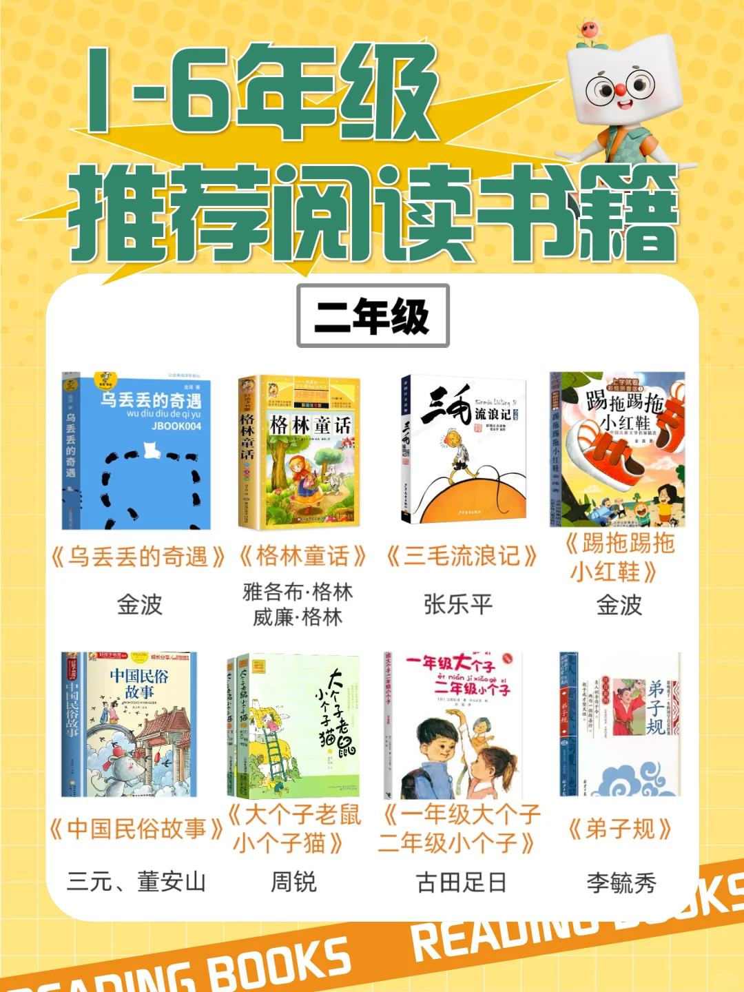 家长必看！1-6年级小学生必读书单