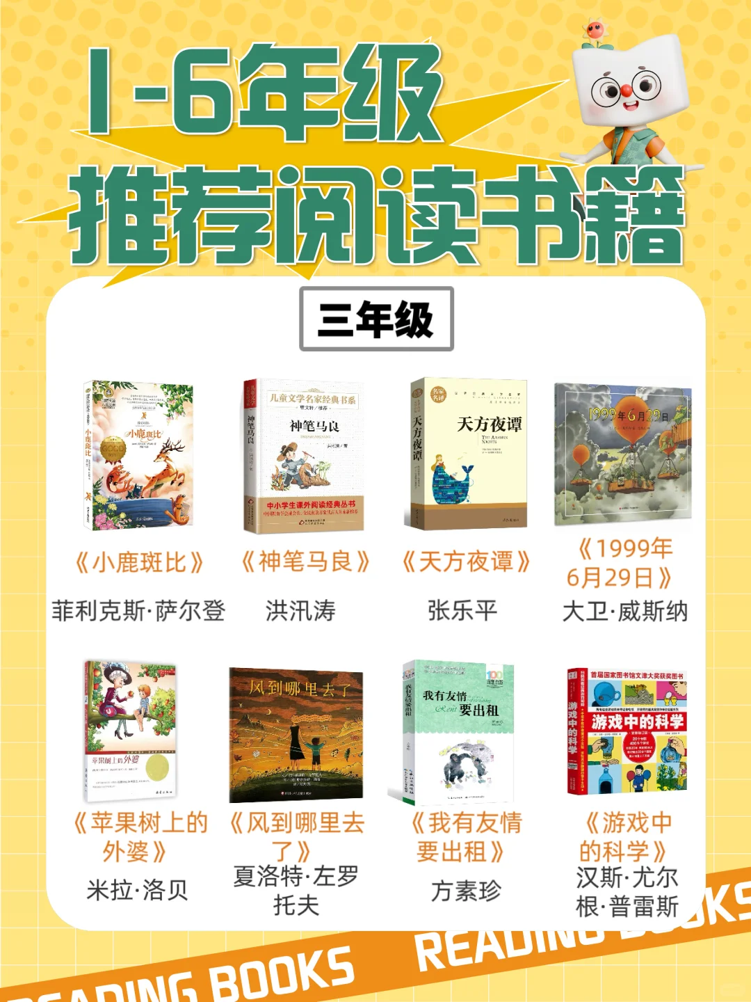 家长必看！1-6年级小学生必读书单