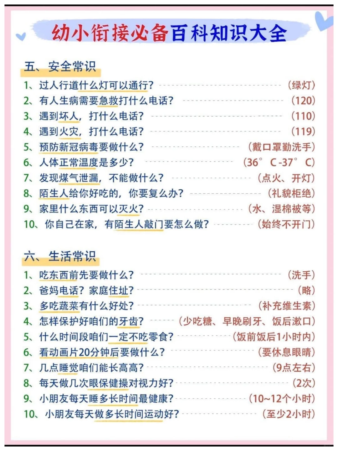 🔥🔥🔥幼小衔接必备百科知识，快收藏起来