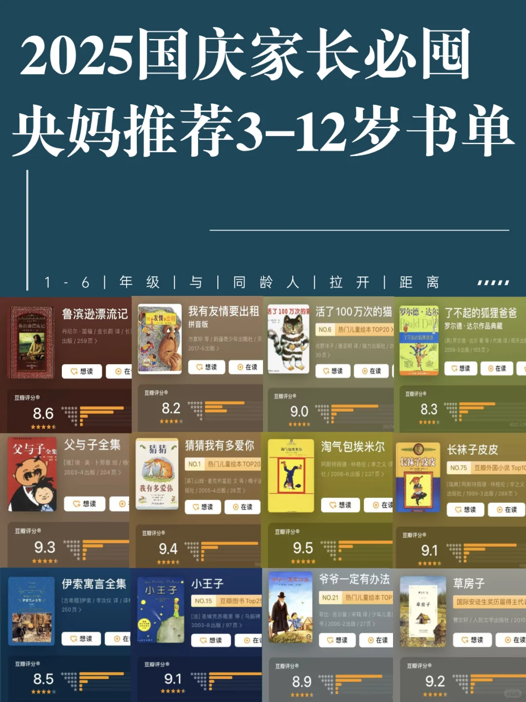 央妈推荐！1-6年级必读优质课外书单❗❗