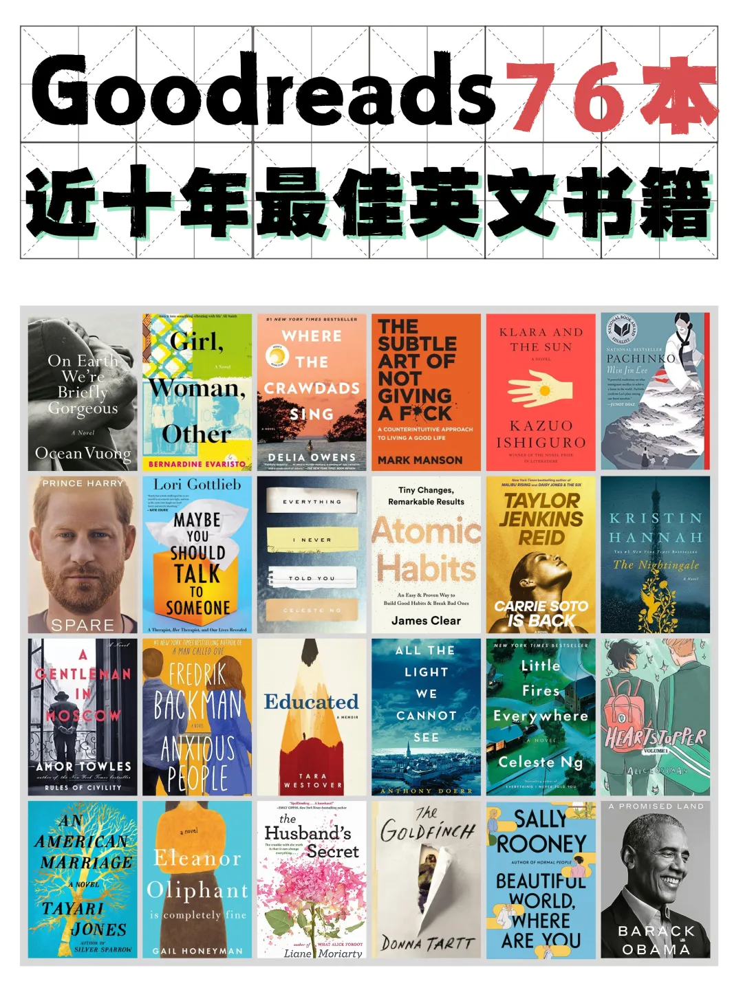 美国豆瓣goodreads评近10年蕞佳书籍76本