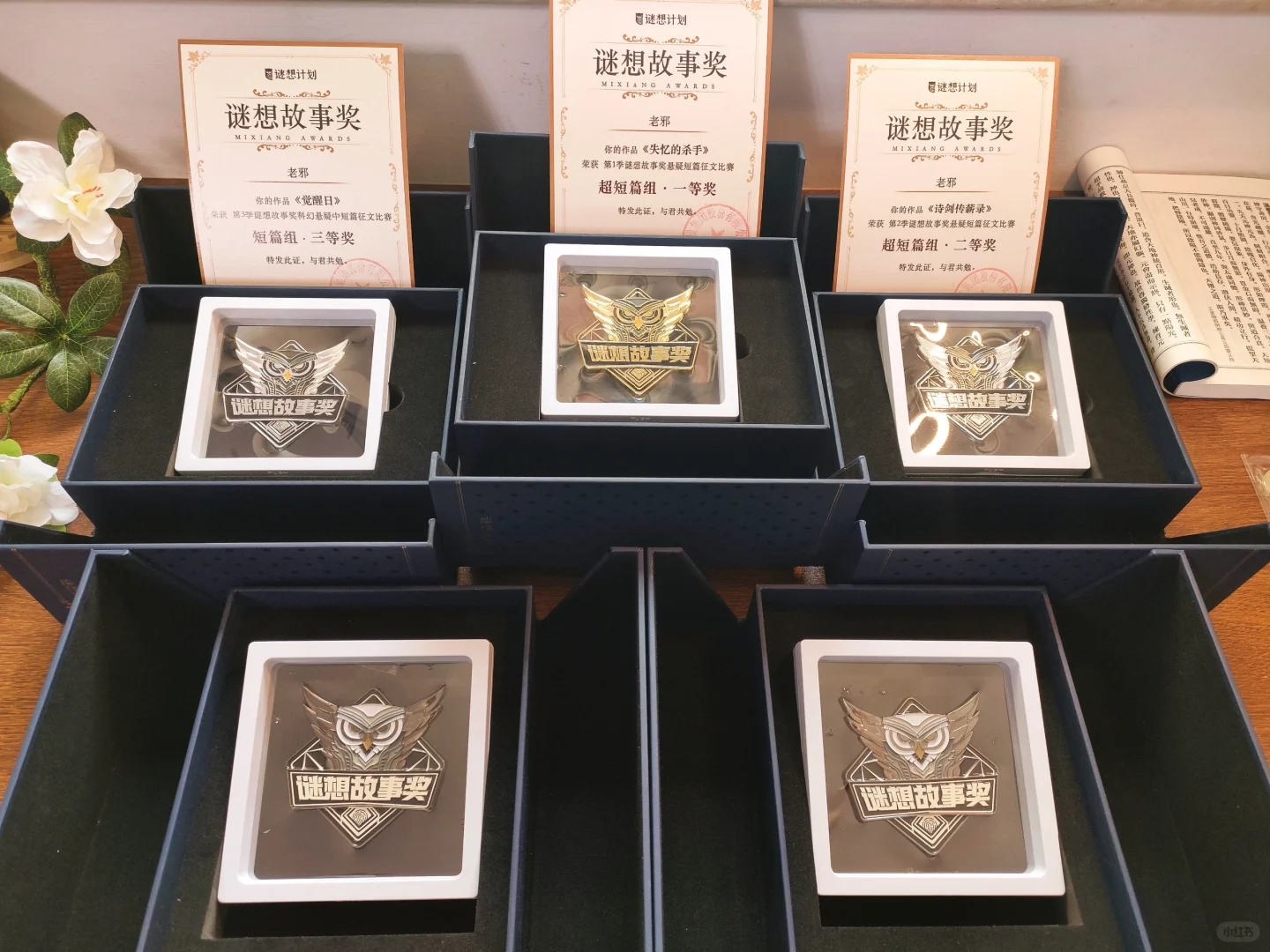 谜想故事奖！收到五枚小说奖章！