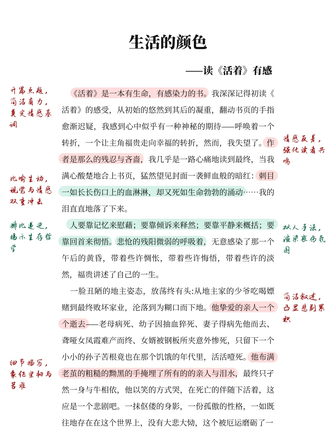 读《活着》有感 | 🔥获奖作文这样写❗