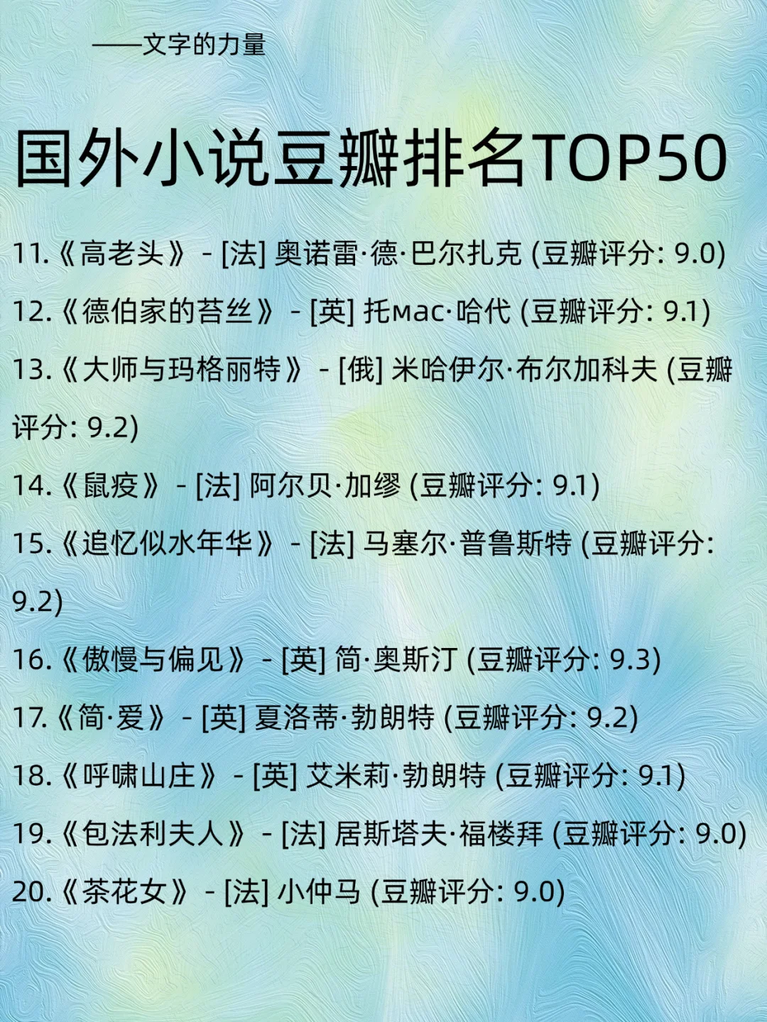 50本国外经典文学小说🔥豆瓣9分以上好书❗️