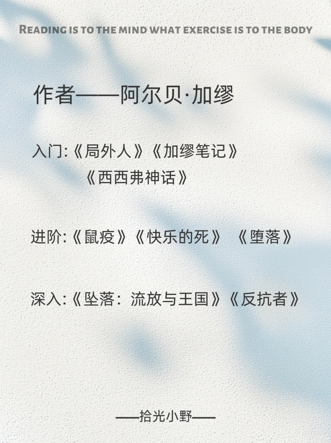 不同作者入门阅读顺序