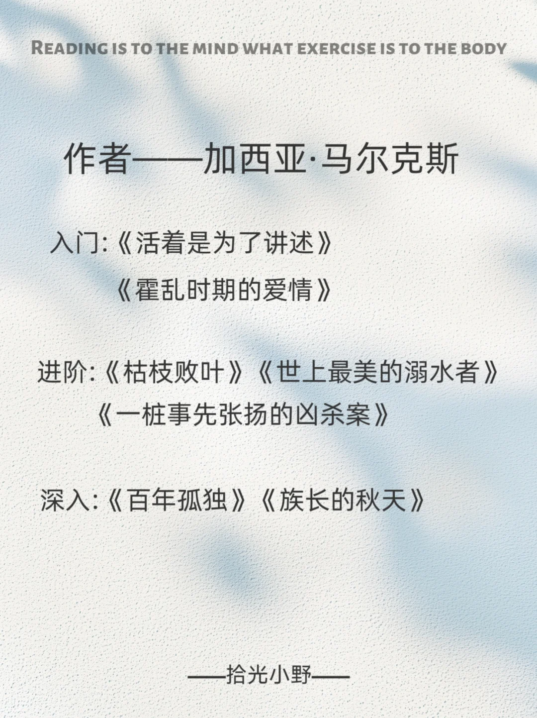 不同作者入门阅读顺序