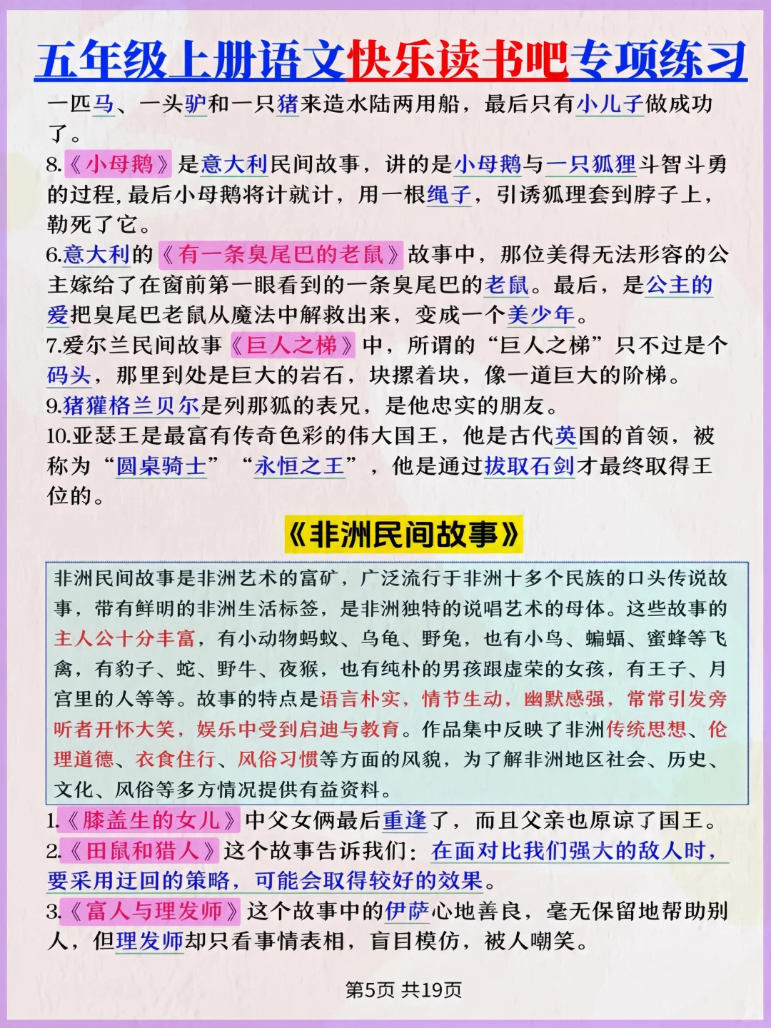 抓紧背‼️五上语文《快乐读书吧》考点汇总