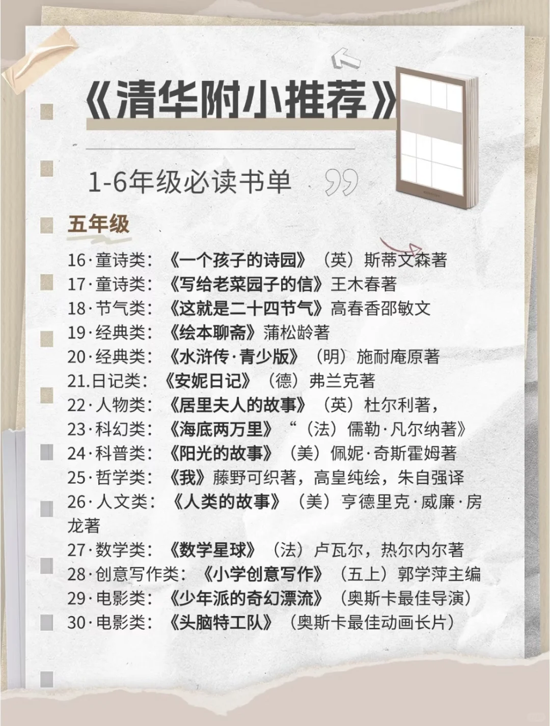 推荐|清华附小推荐书目