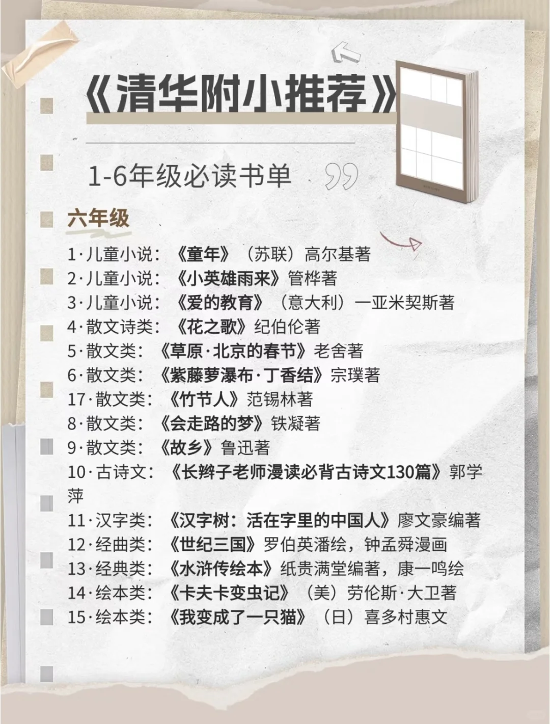 推荐|清华附小推荐书目