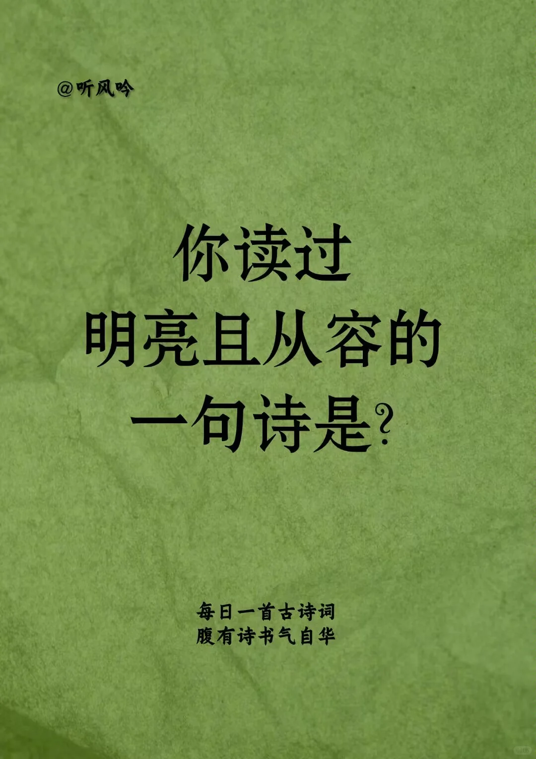 你读过明亮且从容的一句诗是