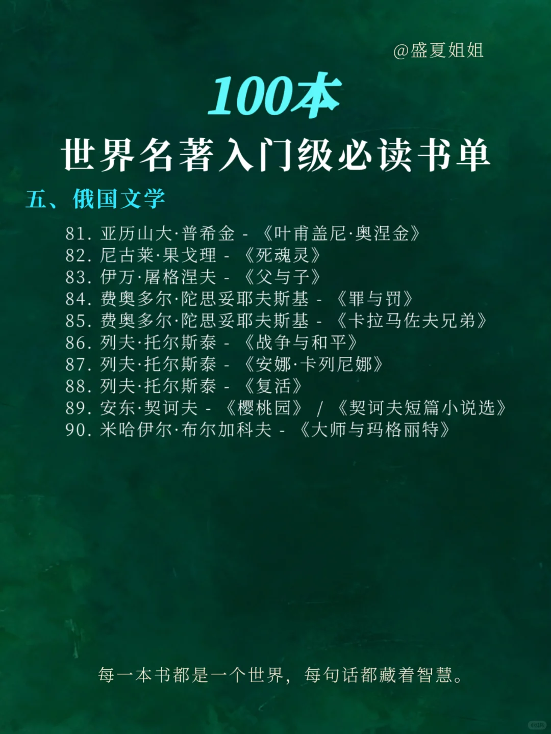 100本世界名著，入门级必读书单！