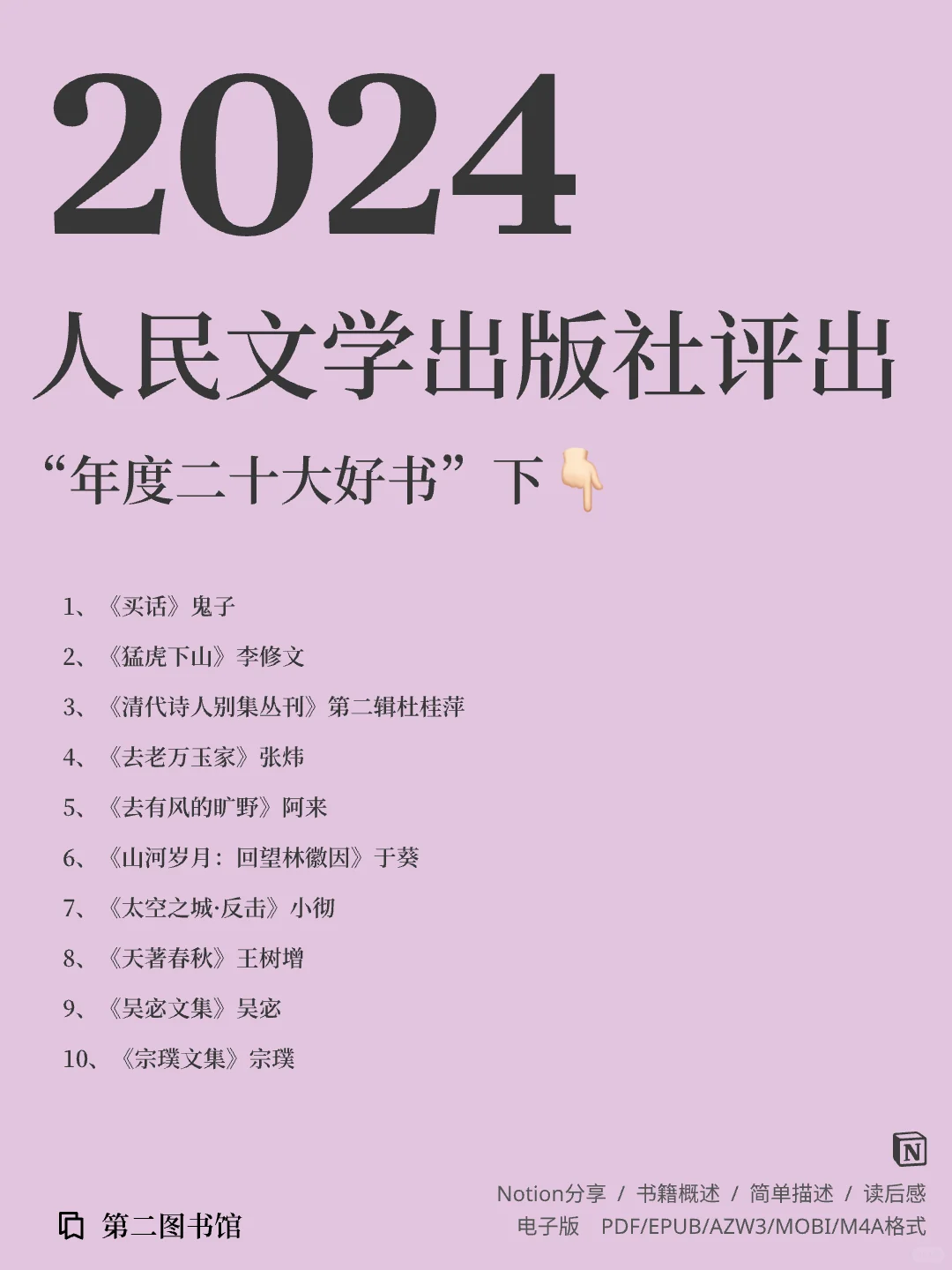 2024年人民文学出版社评出“年度好书”下篇