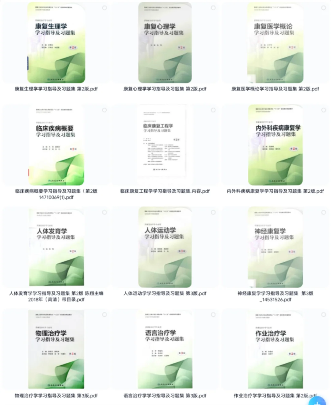 高清PDF+详尽内容 | 康复医学教材、习题集