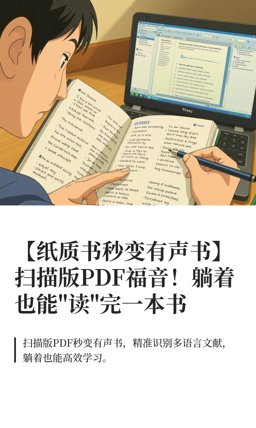 【纸质书秒变有声书】扫描版PDF福音！躺着