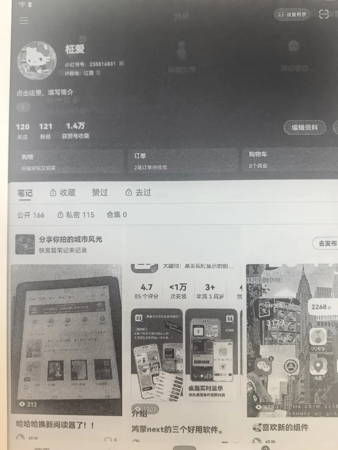 也是用上了墨水屏版的小红书