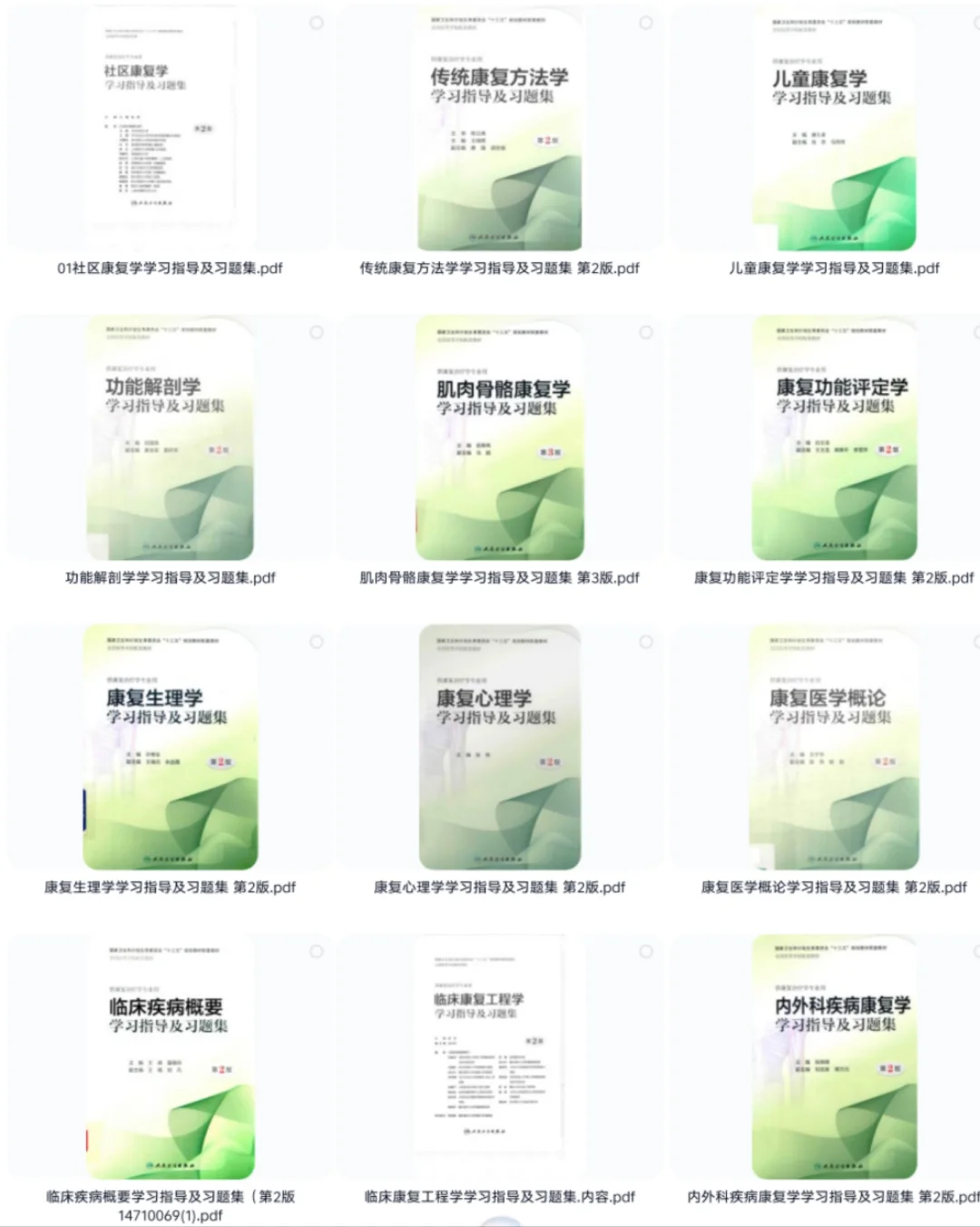 高清PDF+详尽内容 | 康复医学教材、习题集