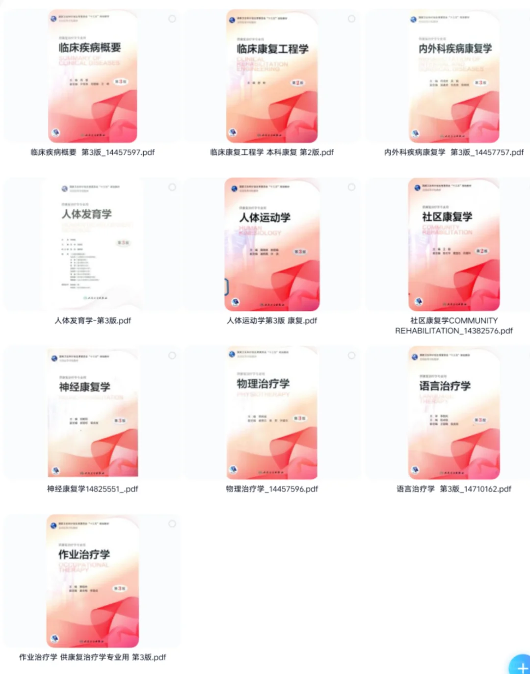 高清PDF+详尽内容 | 康复医学教材、习题集