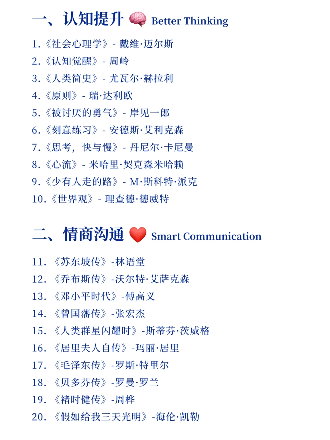 🔥100本自我成长书单，你值得拥有‼️