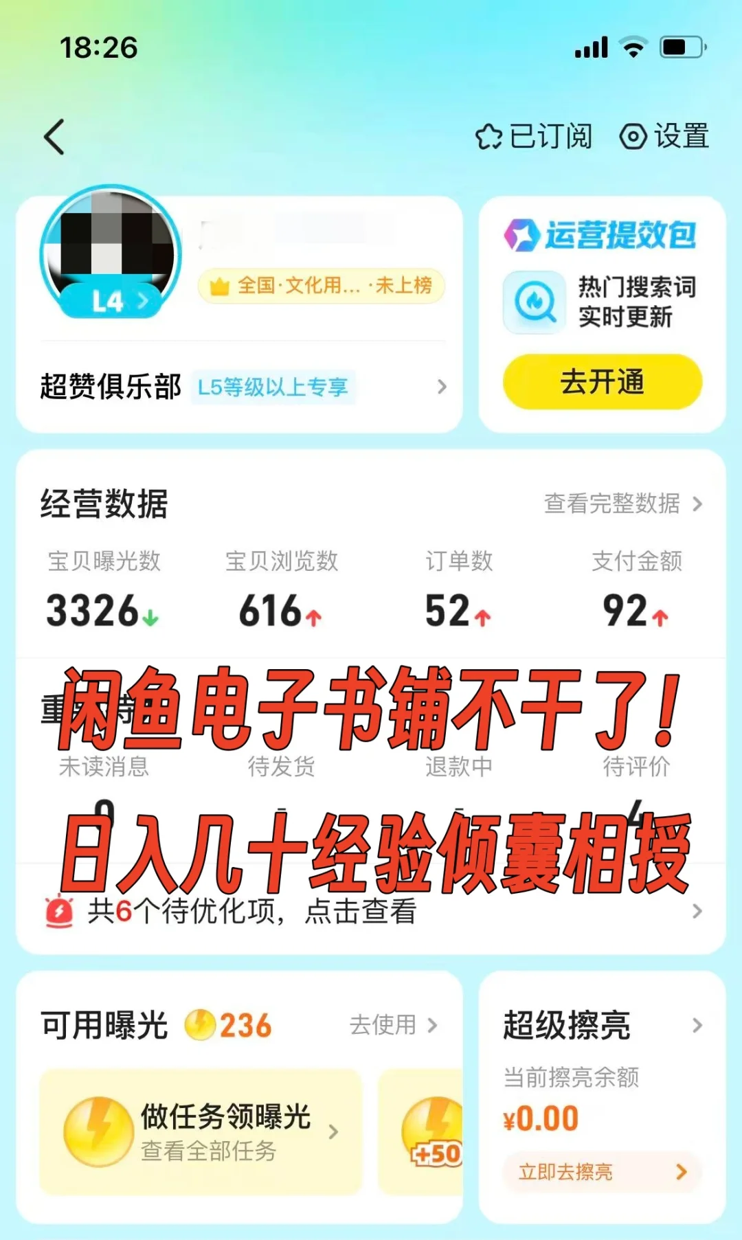 闲鱼电子书铺日入几十真实副业经验