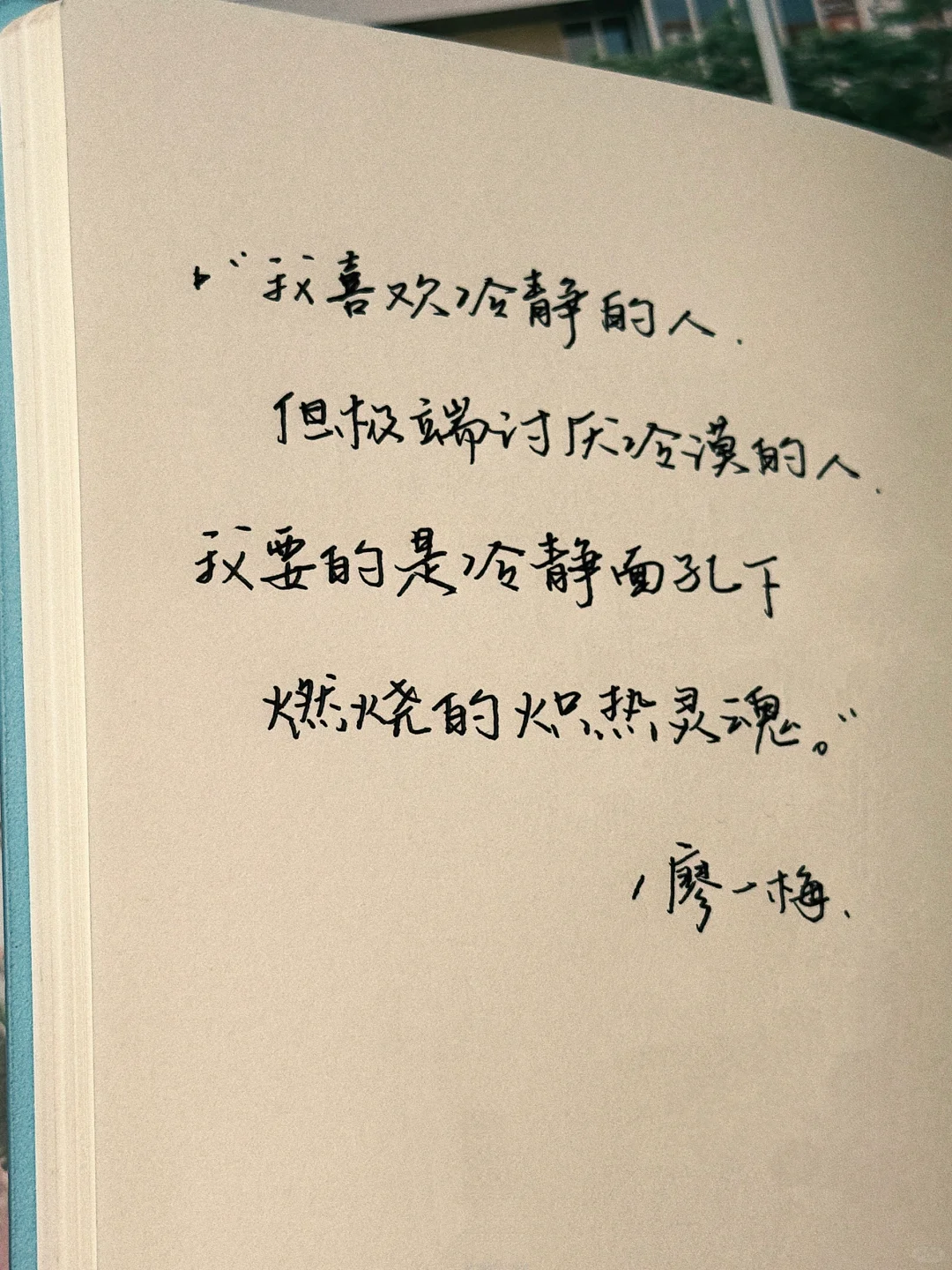 “我要的是冷静面孔下燃烧的炽热灵魂。”