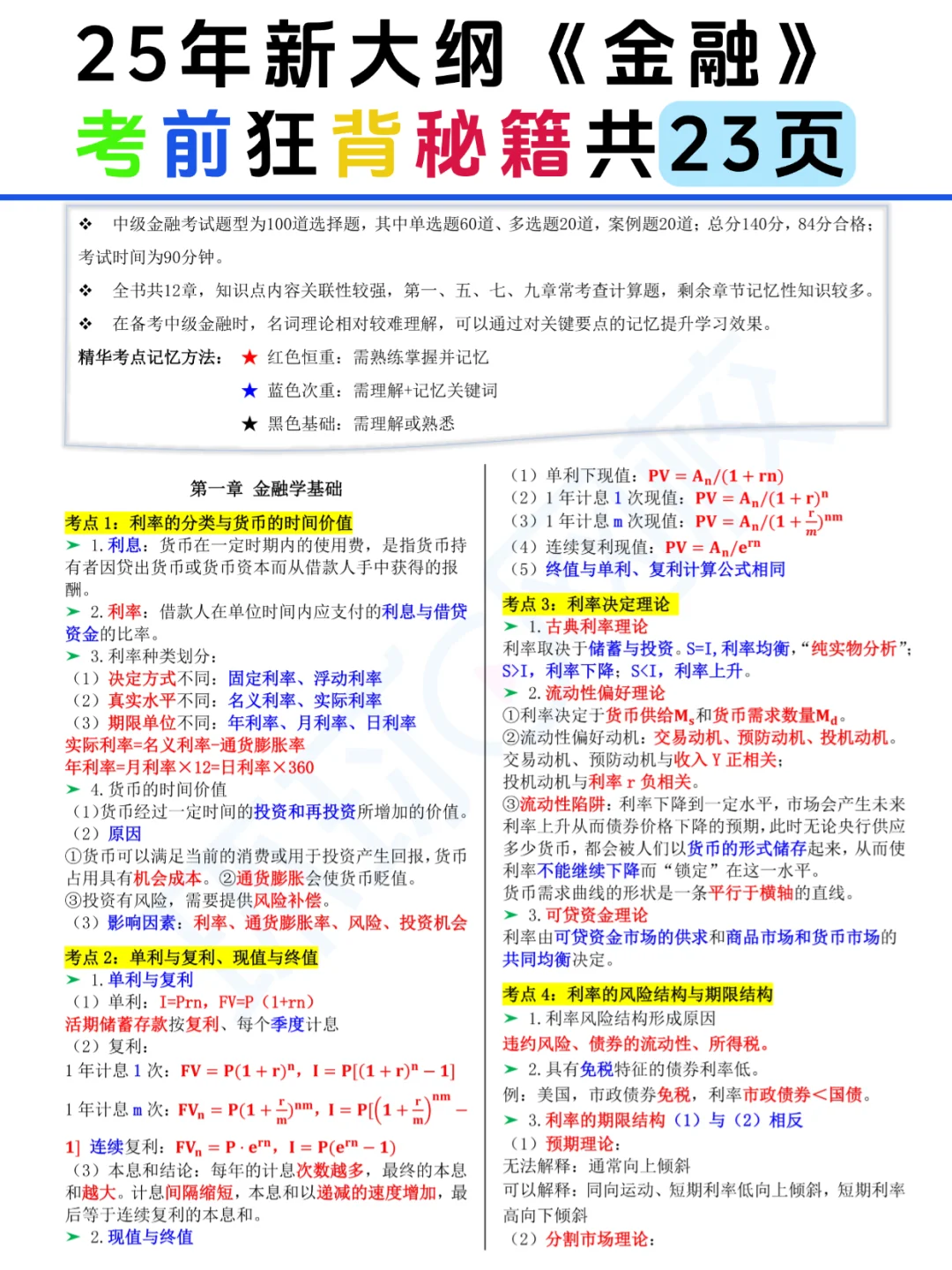 25中经《金融》考前狂背23页存好咯🙌