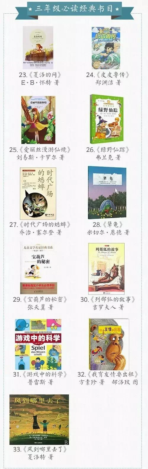 官方推荐小学生阅读书单（自存）