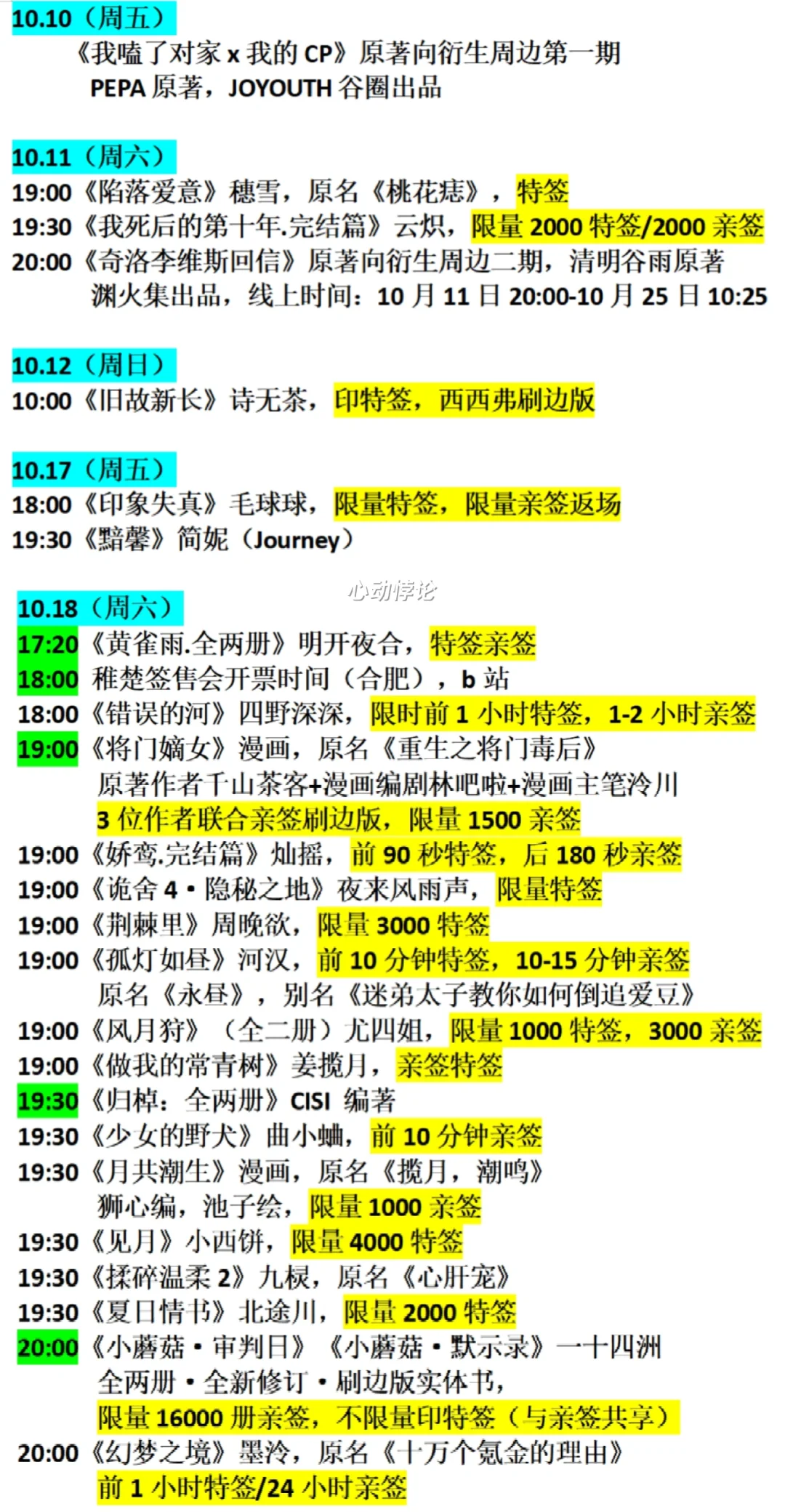 10月第3周新书预售汇总