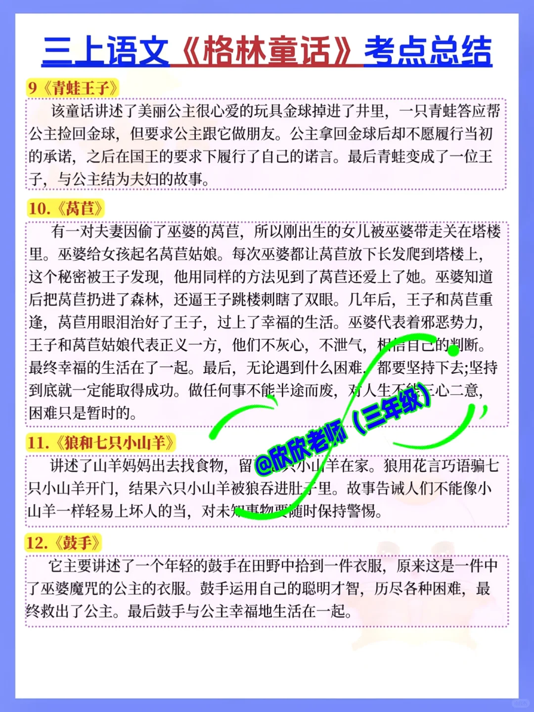 抓紧背❗️三上语文《快乐读书吧》考点总结