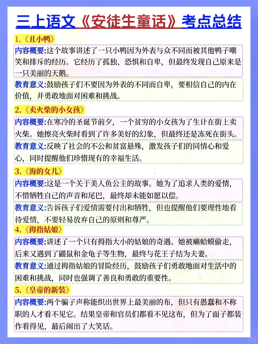 抓紧背❗️三上语文《快乐读书吧》考点总结