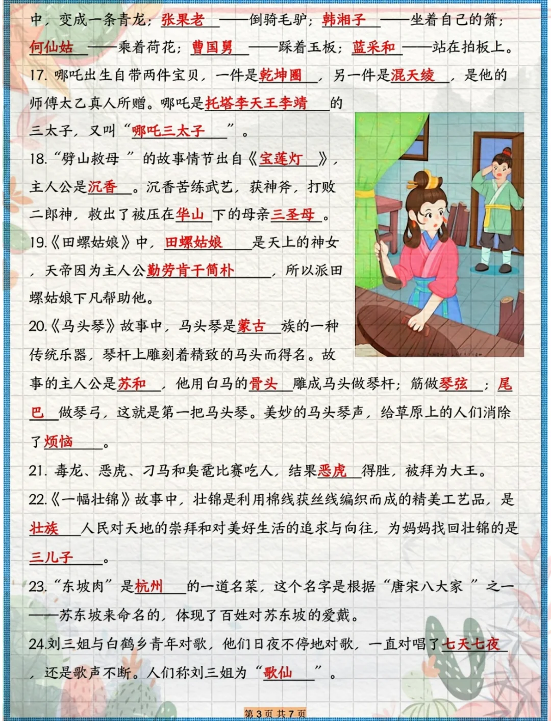 《中国民间故事》《欧洲民间故事》就考这几