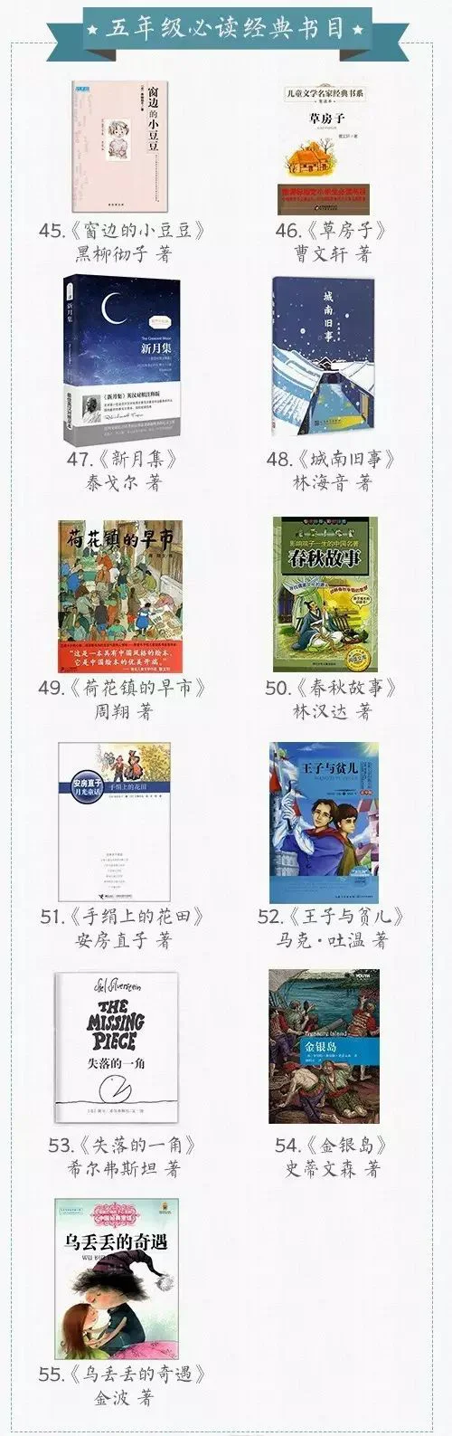 官方推荐小学生阅读书单（自存）