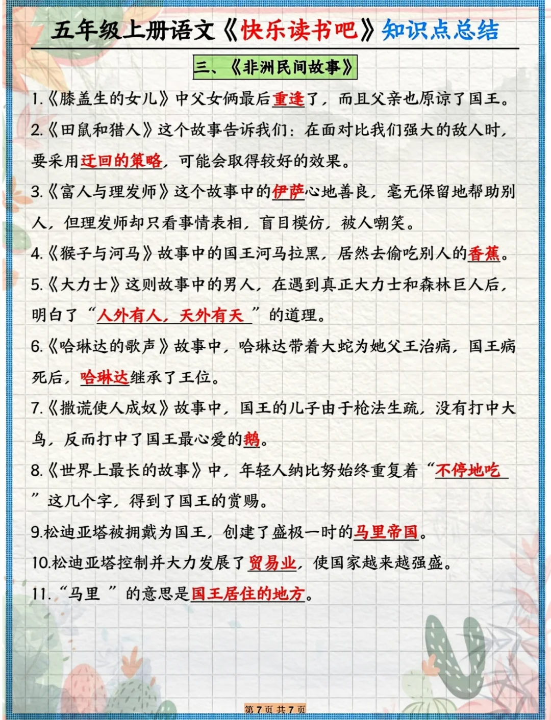 《中国民间故事》《欧洲民间故事》就考这几