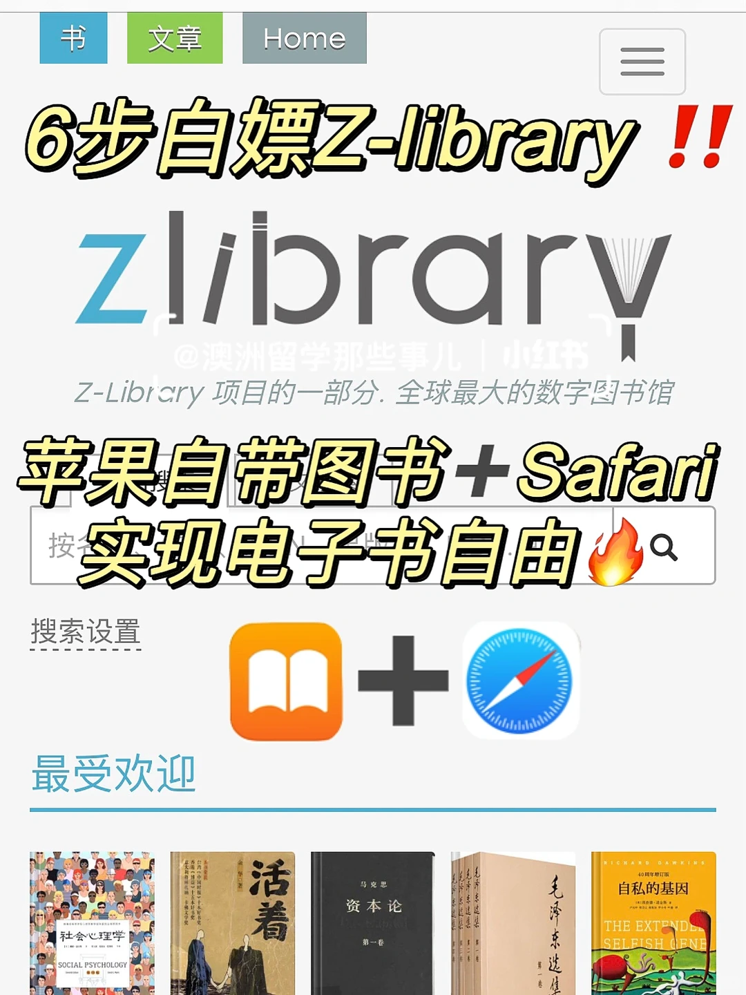 白嫖Z-library🔥实现永久电子书自由教程‼️