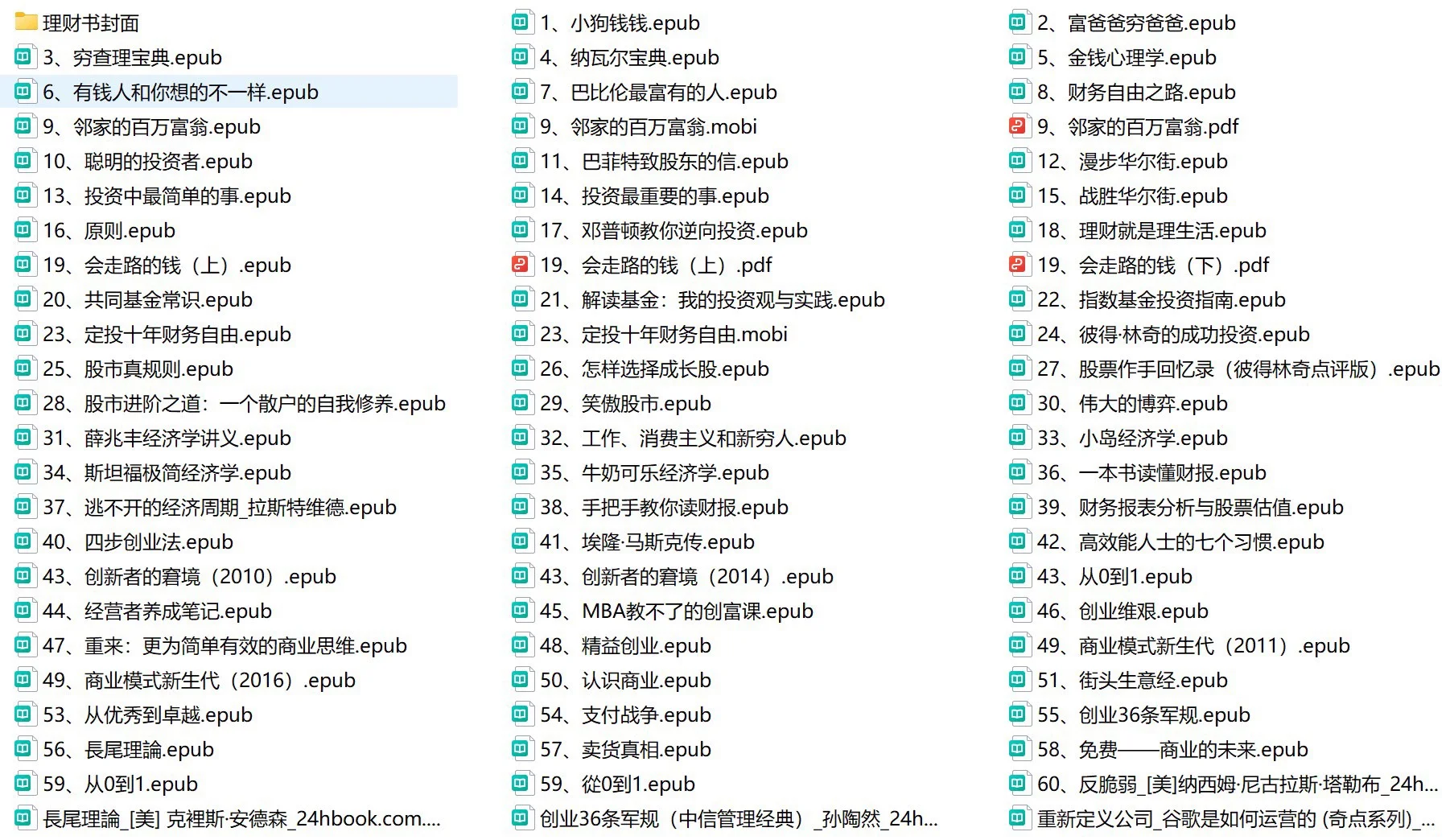 最全理财创业投资电子书打包