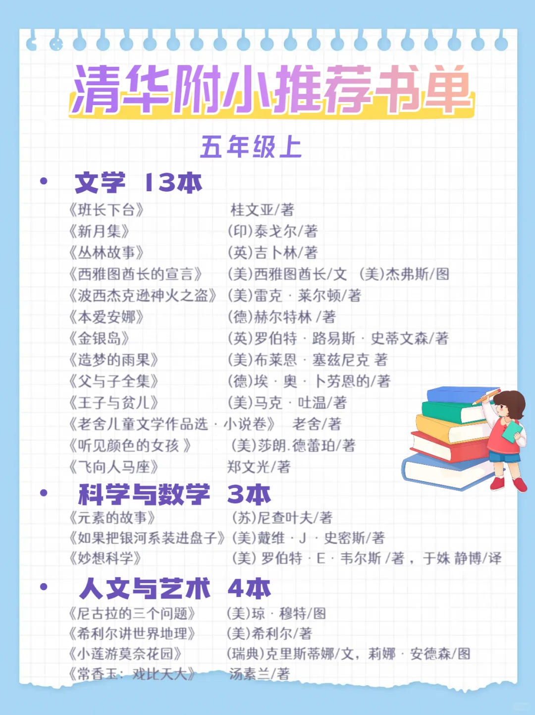 清华附小推荐书单，培养阅读习惯‼️