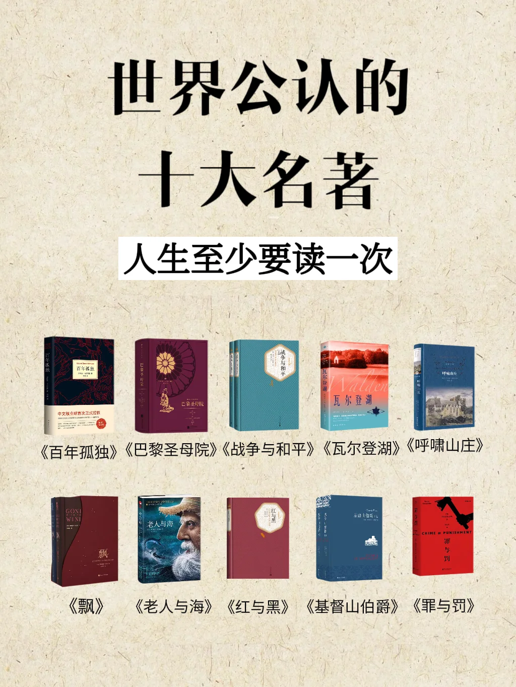 世界公认十大名著人生至少要读一次