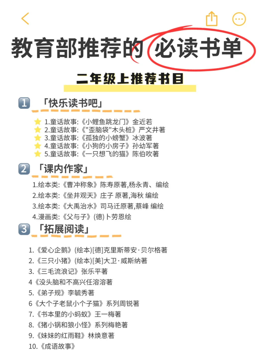 1-6年级的快乐读书吧必读书目！！