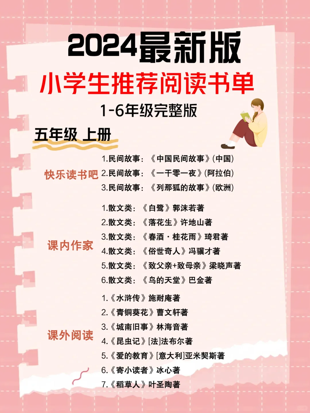 📚 小学1-6年级优质课外阅读书单推荐‼️