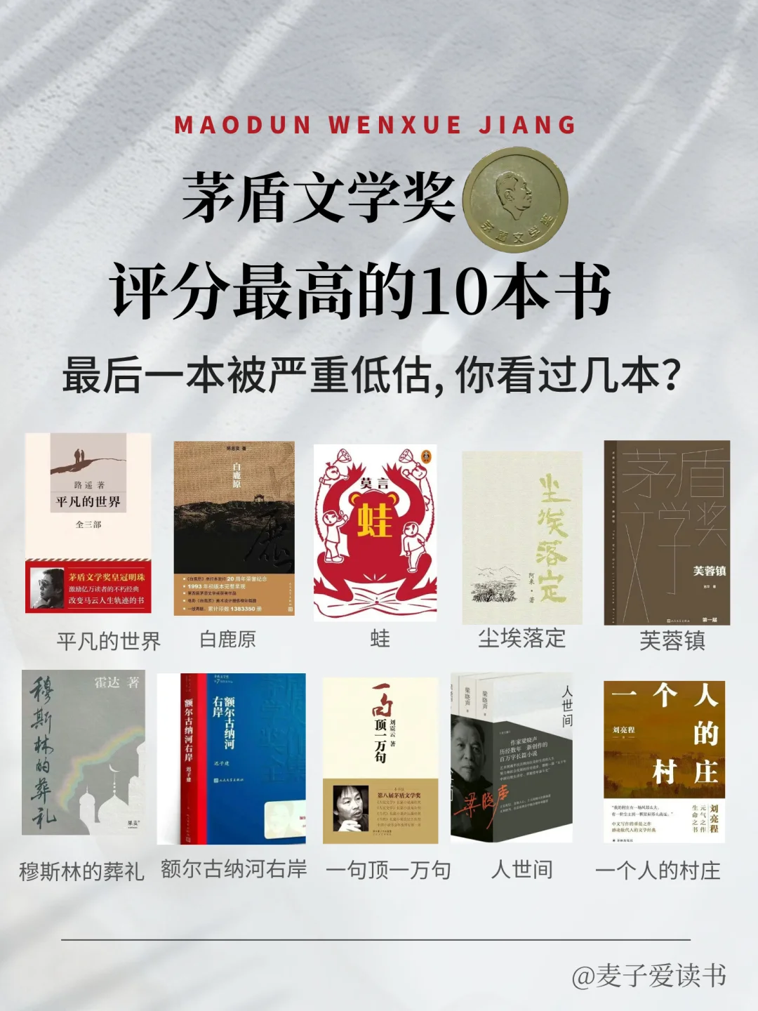 10本评分最高的【茅盾文学奖】作品