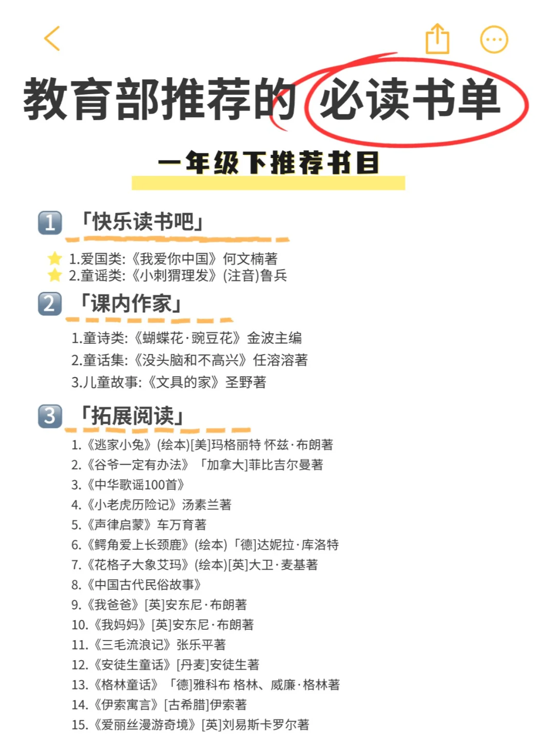 1-6年级的快乐读书吧必读书目！！