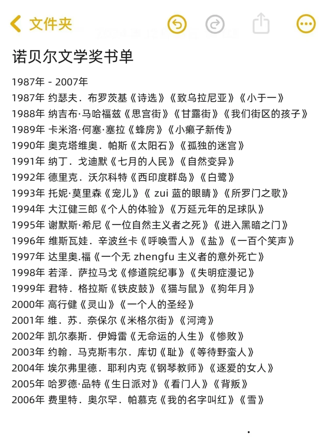 🔥妈耶！诺贝尔文学奖全书单！1917-2024