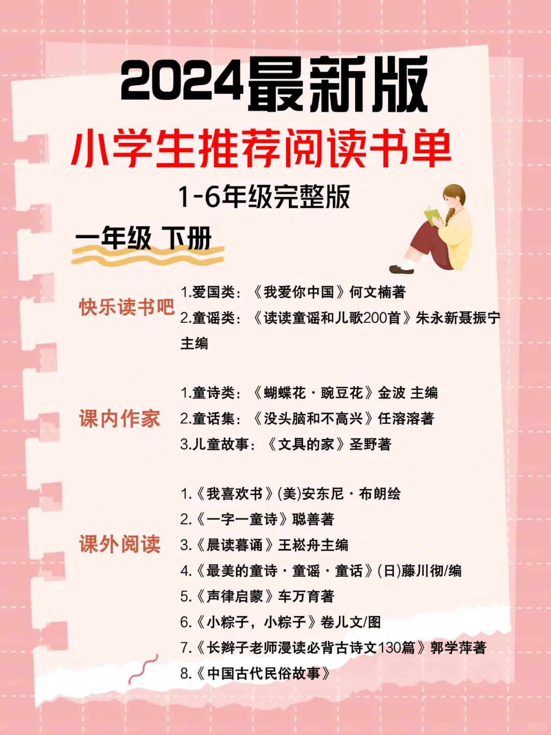 📚 小学1-6年级优质课外阅读书单推荐‼️