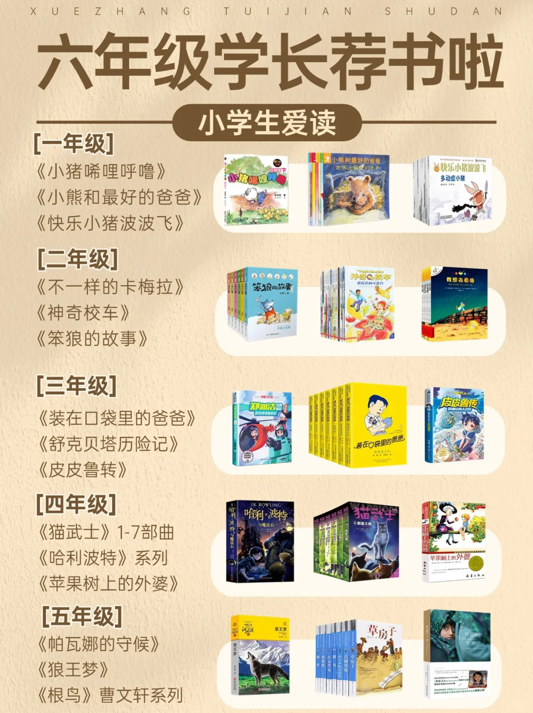 小学1-6年级爱读书单，附必读书目/推荐书目